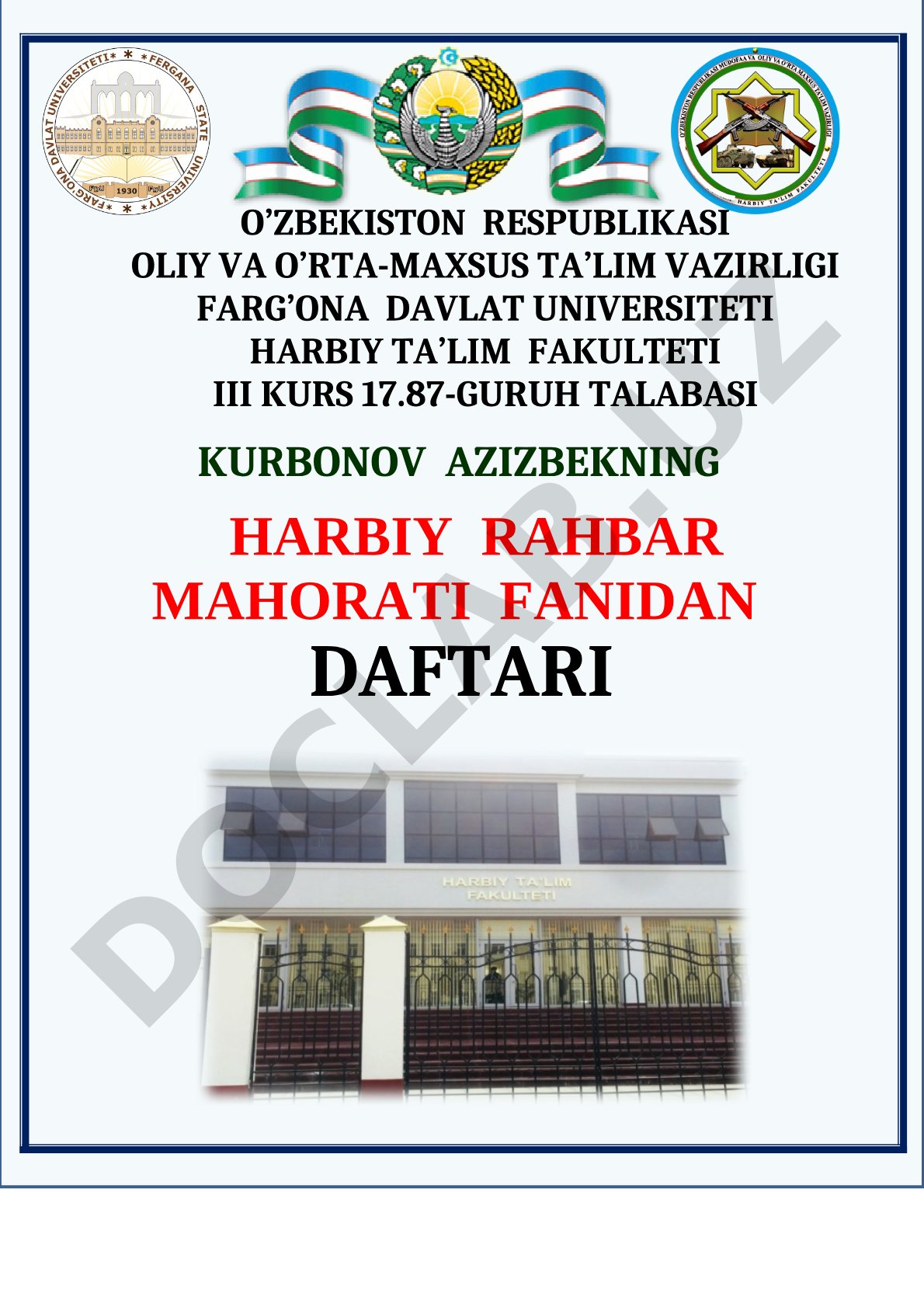 Harbiy rahbar mahorati fanidan daftar