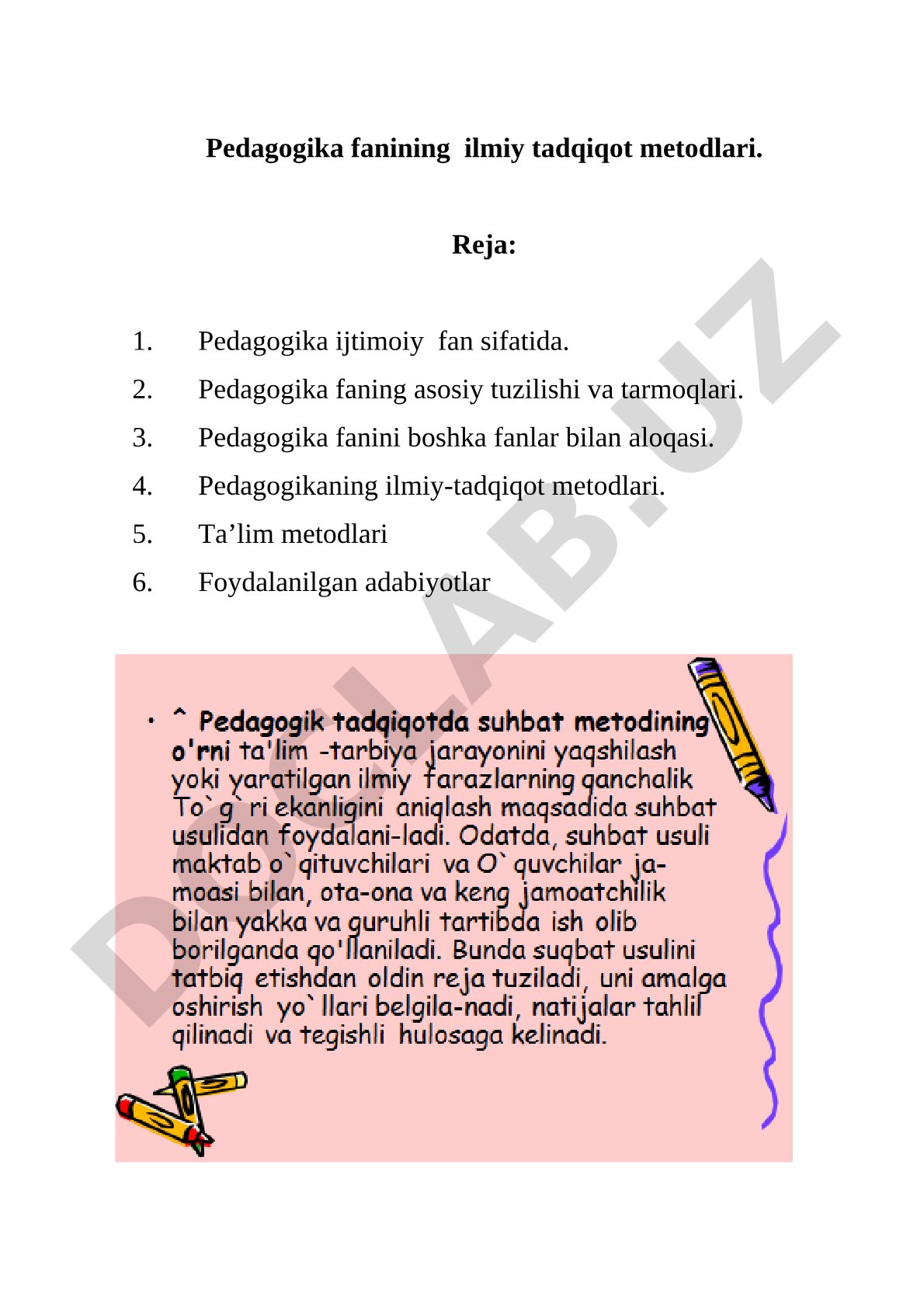Pedagogika fanining ilmiy tadqiqot metodlari