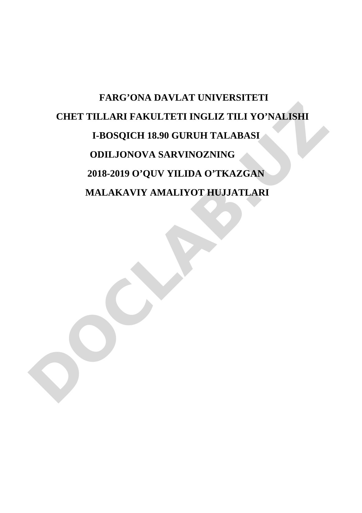 Malakaviy amaliyot hisoboti