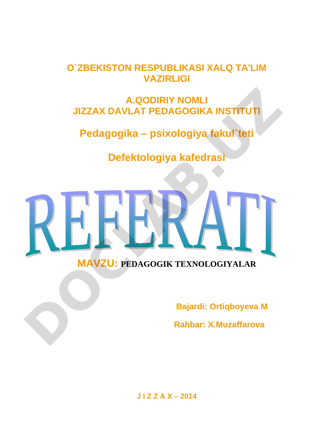 Pedagogik texnologiyalar