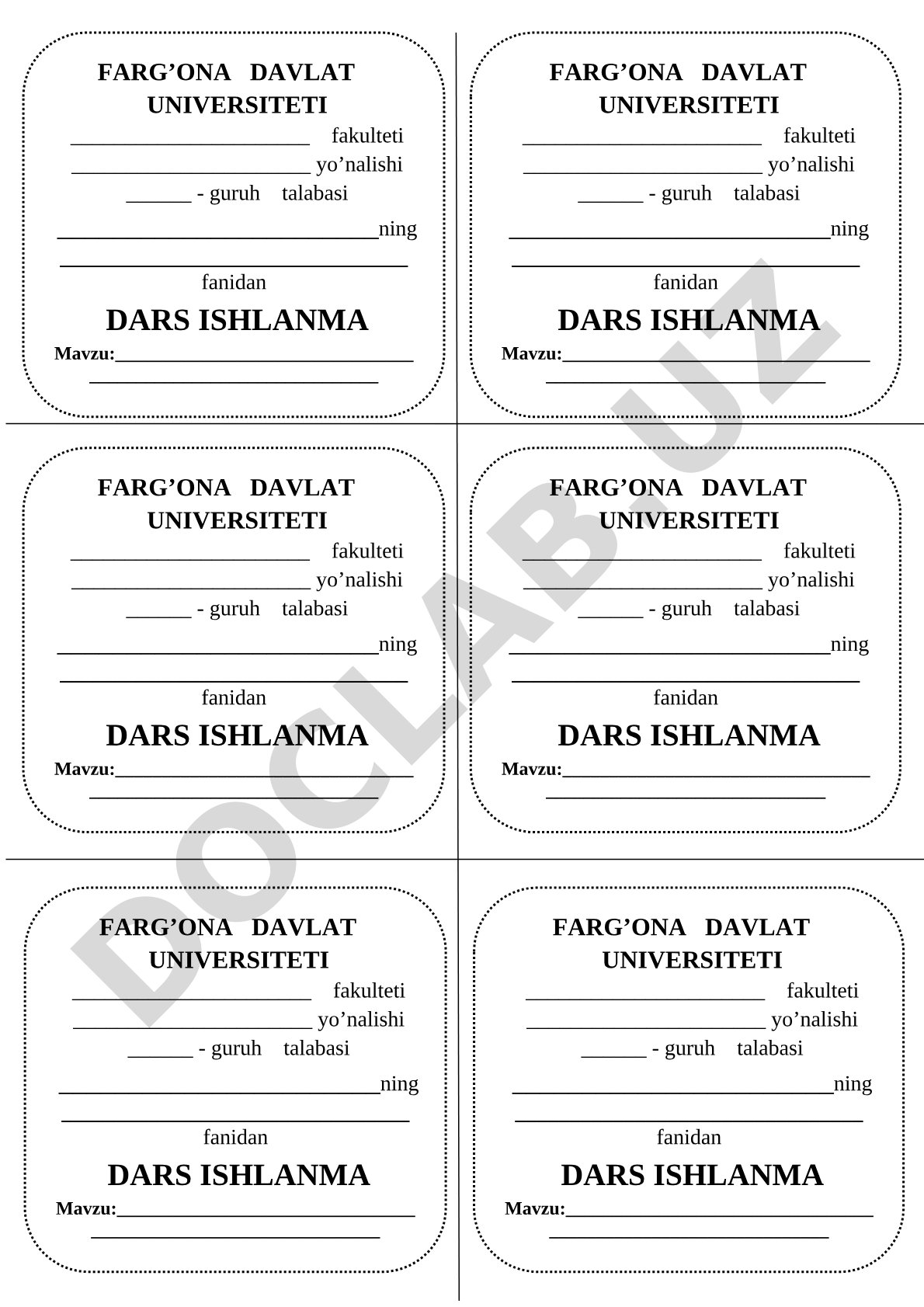 Dars ishlanma