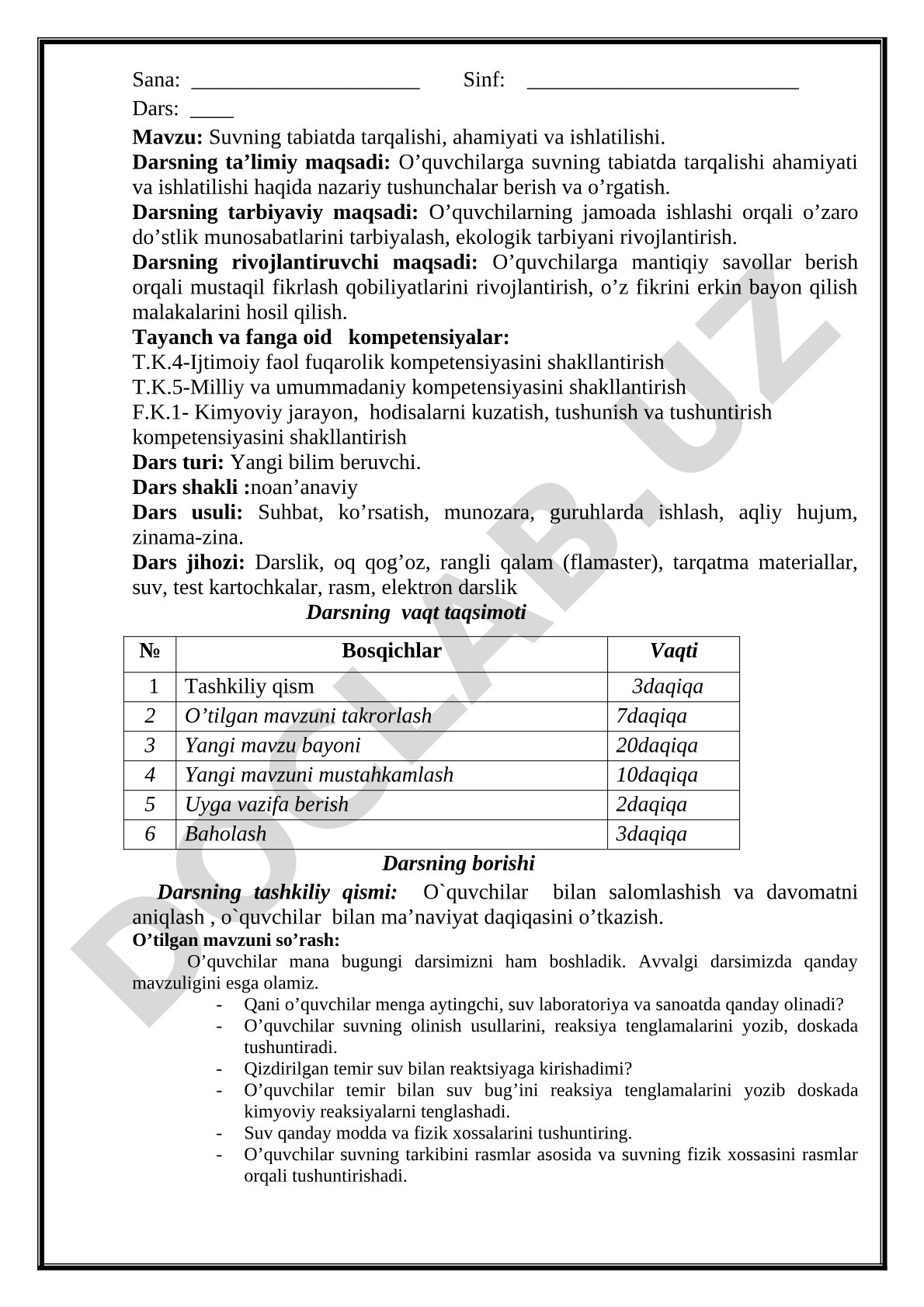Suvning tabiatda tarqalishi, ahamiyati va ishlatilishi