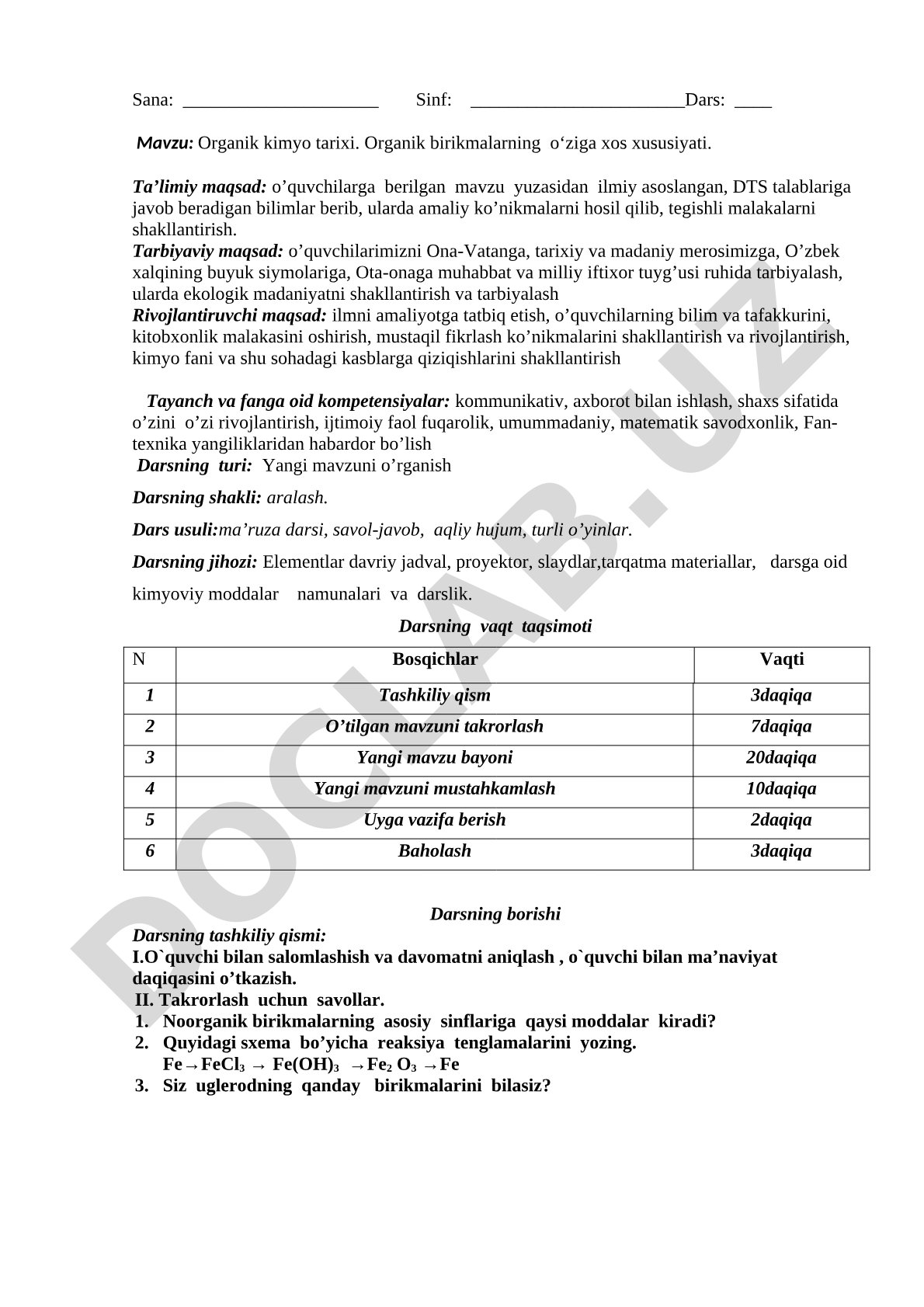 Organik kimyo tarixi. Organik birikmalarning o‘ziga xos xususiyati