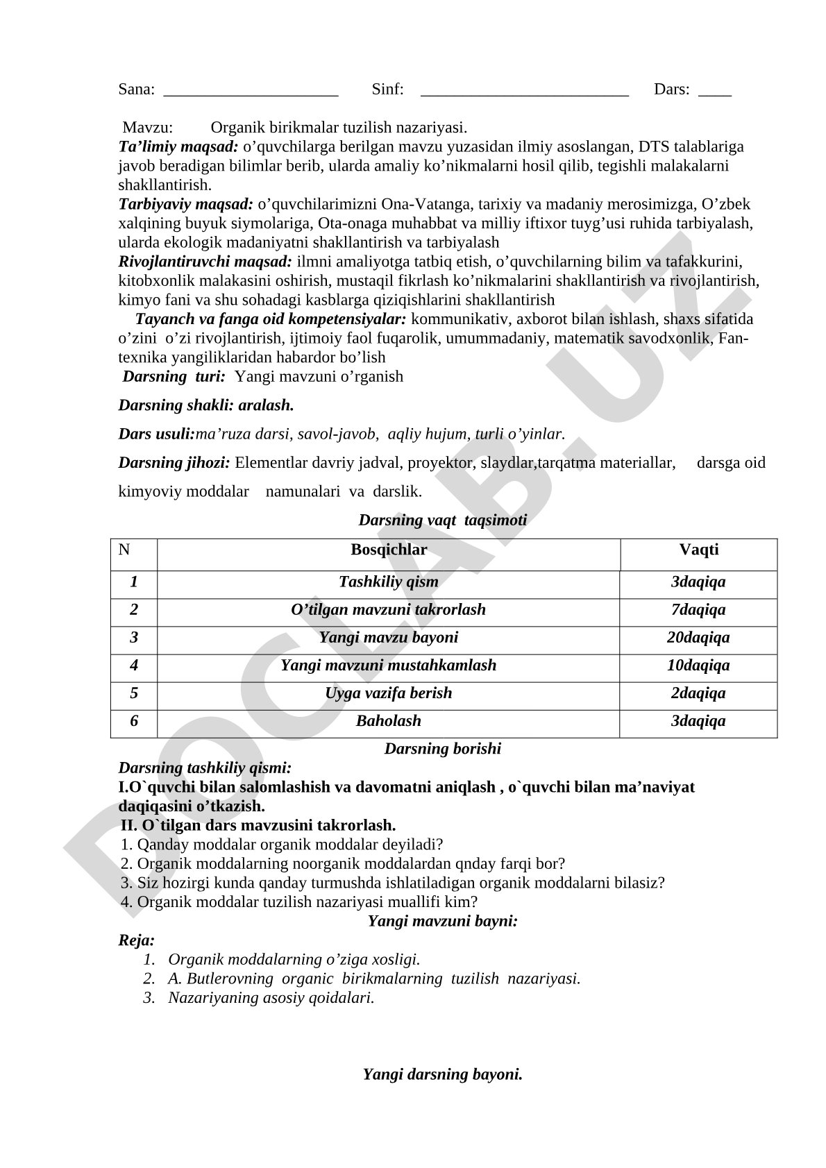 Organik birikmalar tuzilish nazariyasi
