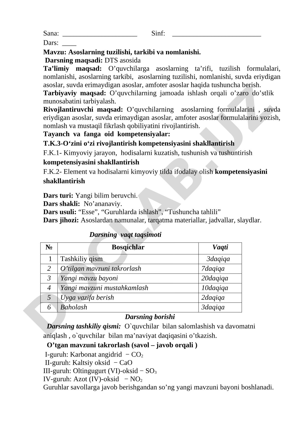 Asoslarning tuzilishi, tarkibi va nomlanishi