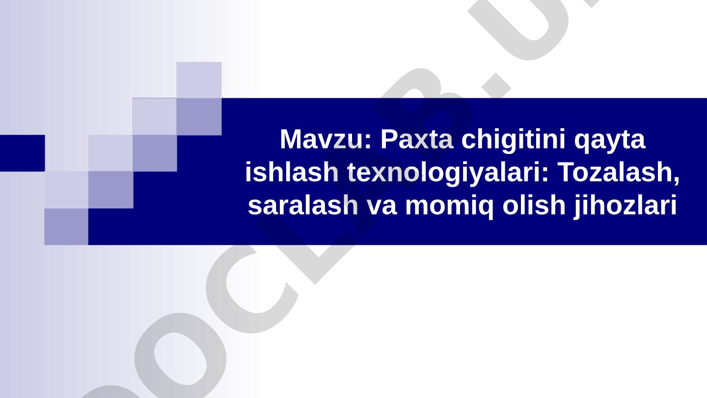 Paxta chigitini qayta ishlash texnologiyalari: Tozalash, saralash va momiq olish jihozlari
