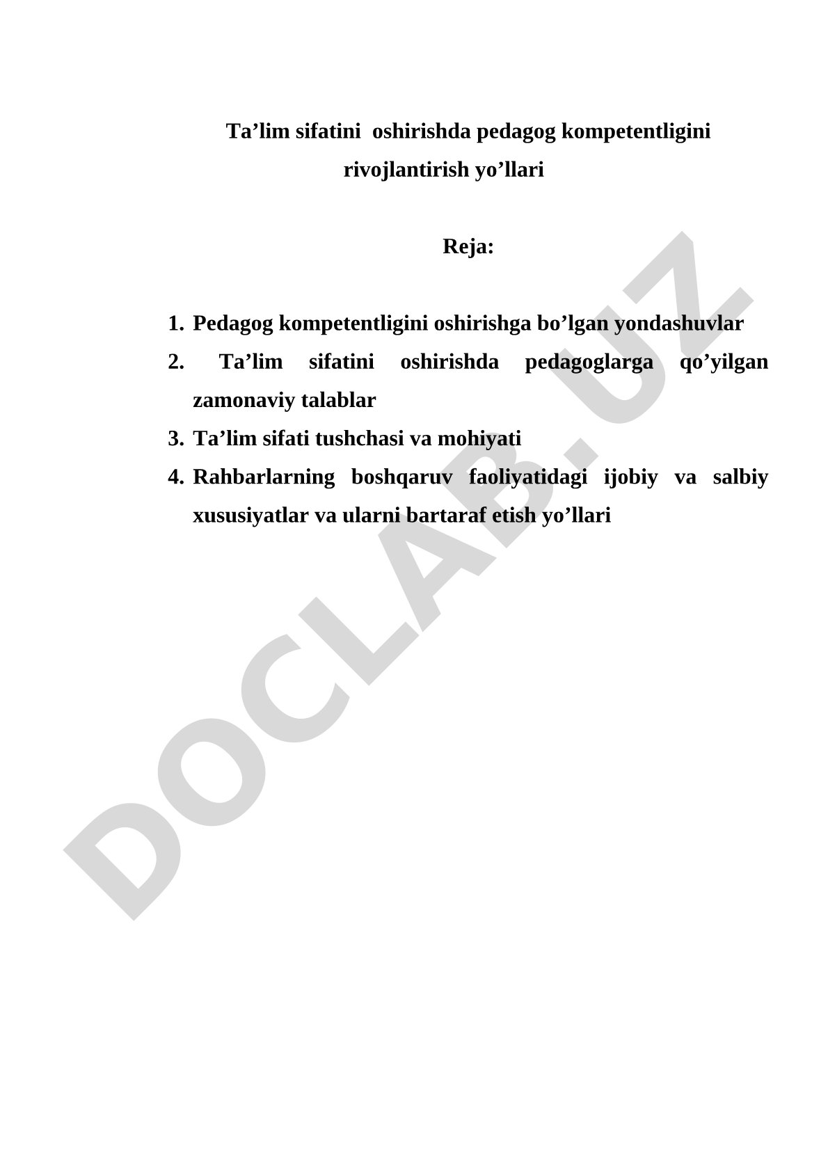Ta'lim sifatini oshirishda pedagog kompetentligini rivojlantirish yo'llari