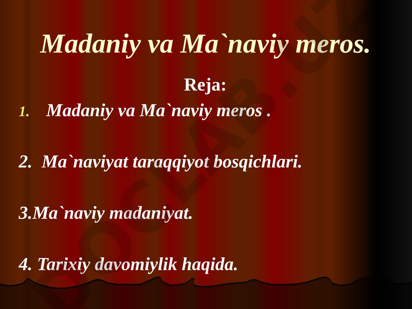 Madaniy va Ma`naviy meros