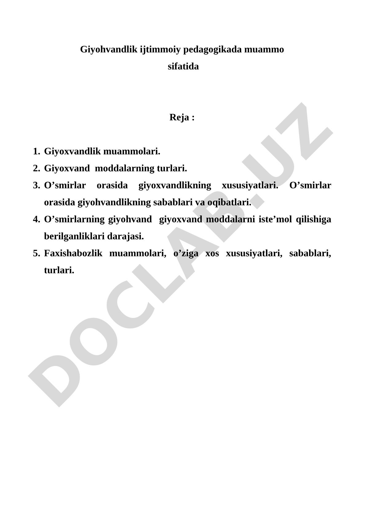 Giyohvandlik ijtimoiy pedagogikada muammo sifatida