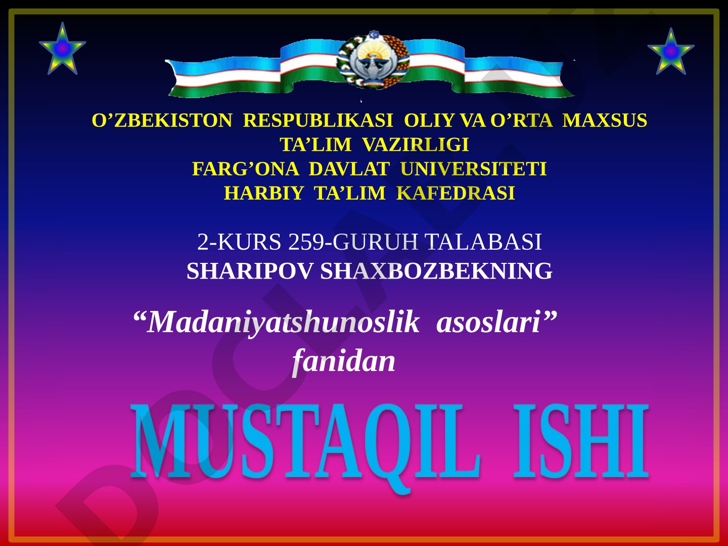 "Uyg’onish davri" tushunchasi. Markaziy Osiyo Rennessansi va uni davrlashtirish muammolari. Uyg’onish davri madaniyati rivojlanishida Farg`oniy, Faribiy, Ibin Sinoning ro`li
