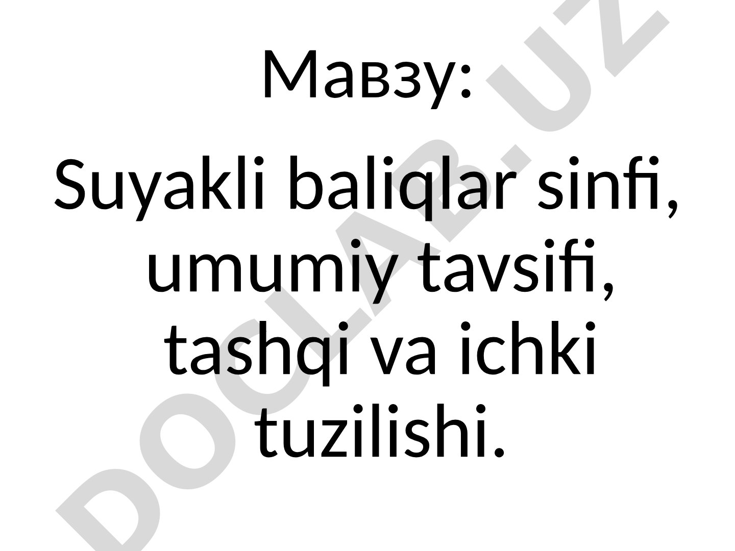 Suyakli baliqlar sinfi, umumiy tavsifi, tashqi va ichki tuzilishi