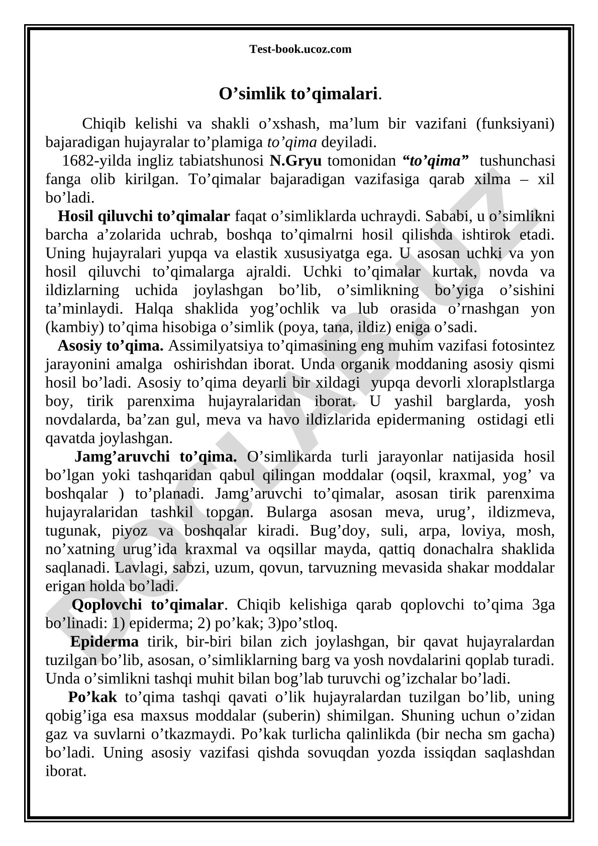 O'simlik to'qimalari