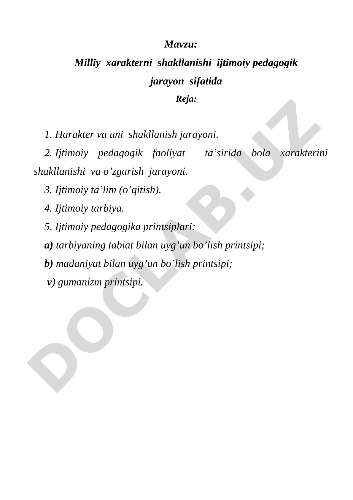 Milliy xarakterni shakllanishi ijtimoiy pedagogik jarayon sifatida