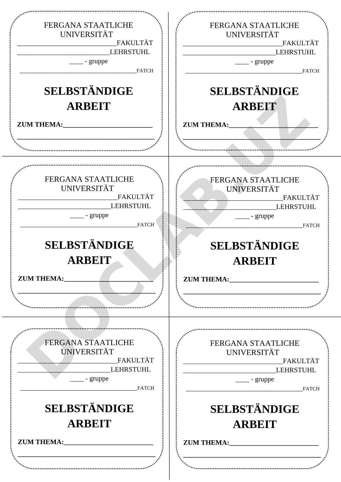 Selbständige Arbeit zum Thema