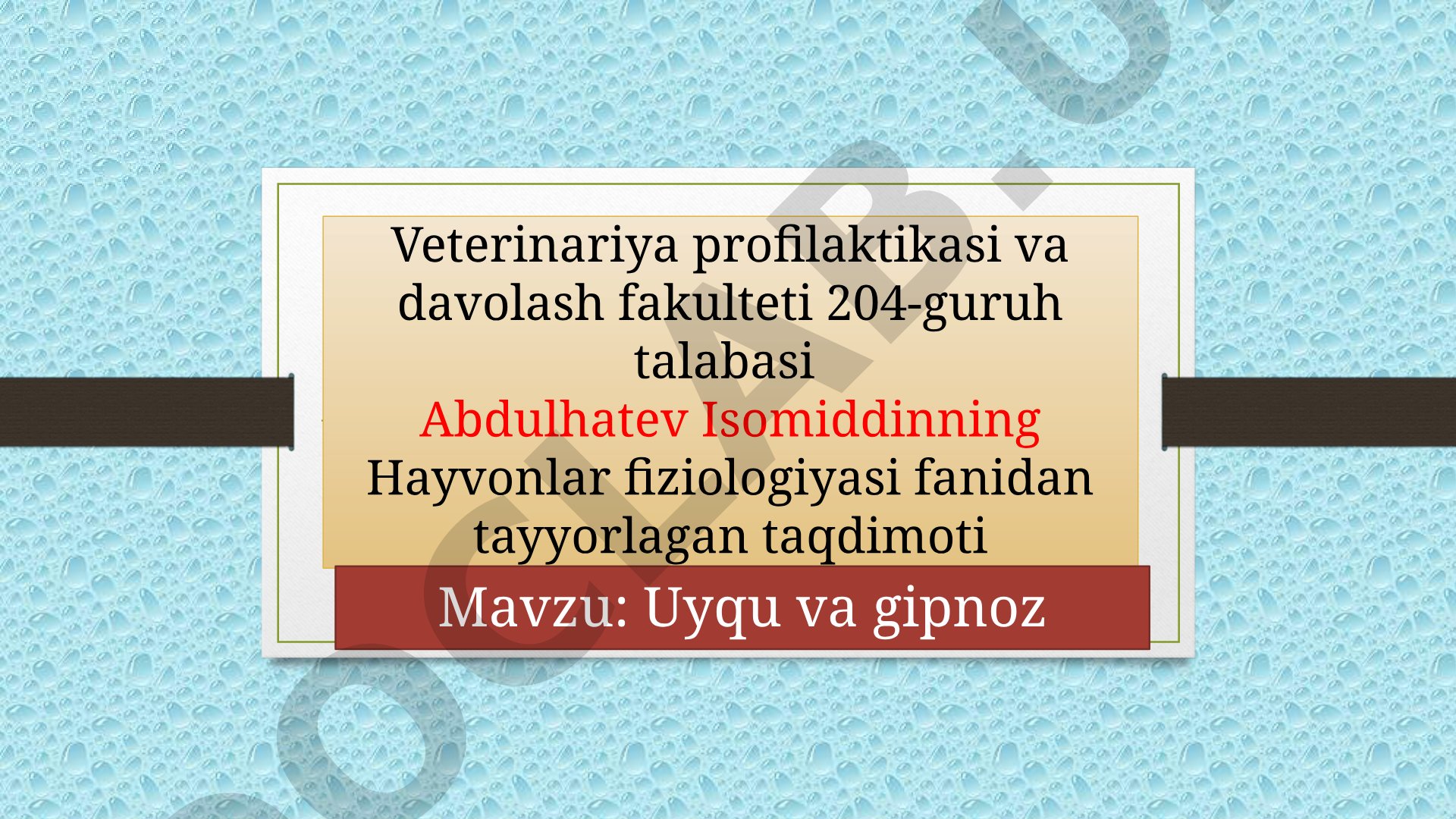 Uyqu va gipnoz