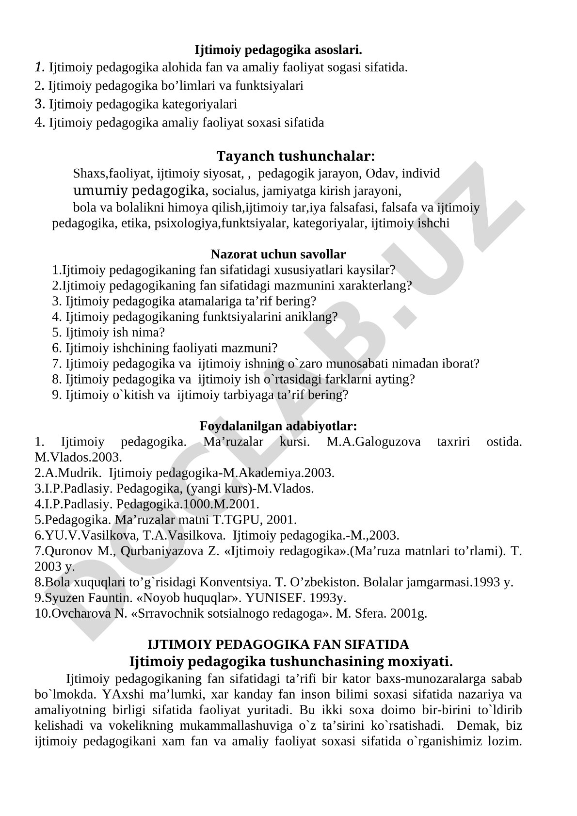 Ijtimoiy pedagogika asoslari