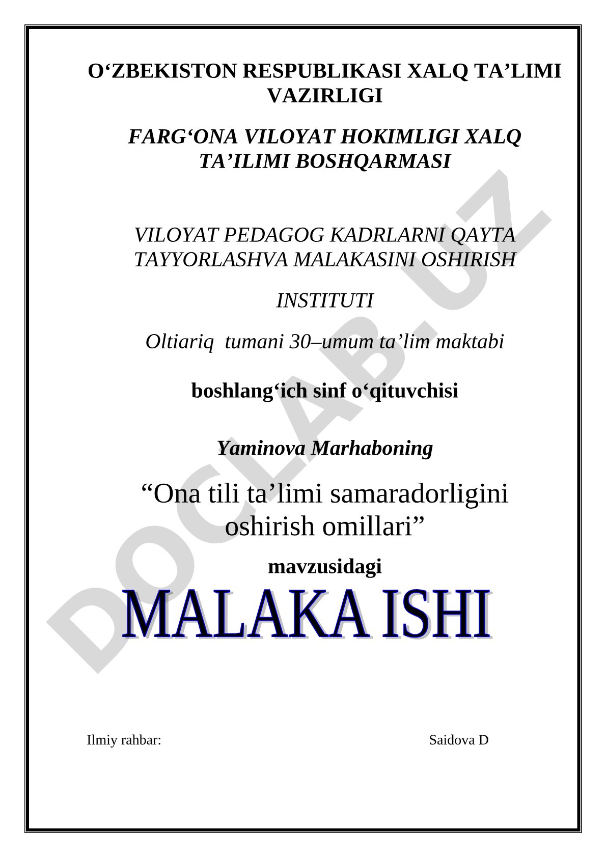 Ona tili ta'limi samaradorligini oshirish omillari
