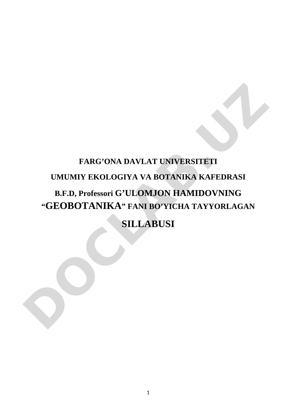 Geobotanika fanidan sillabus