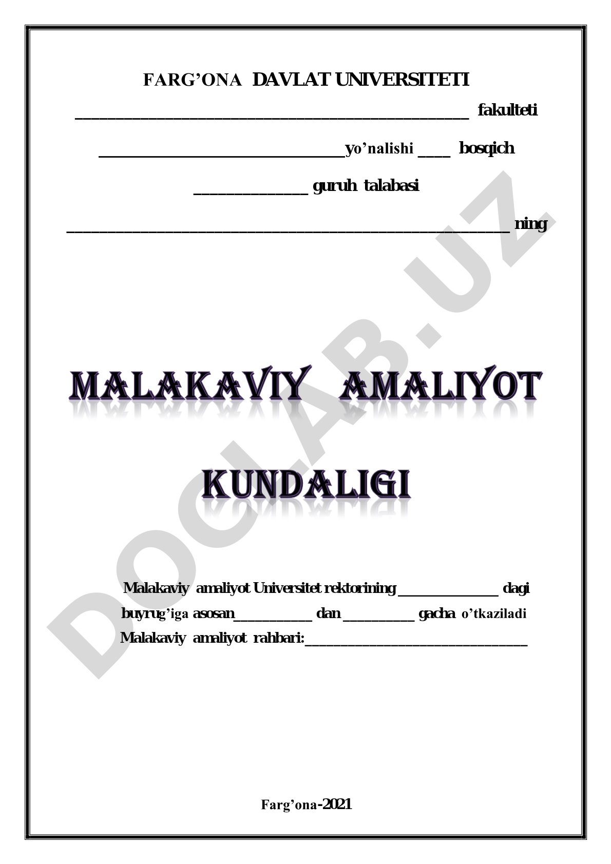 Malakaviy amaliyot yo'llanma