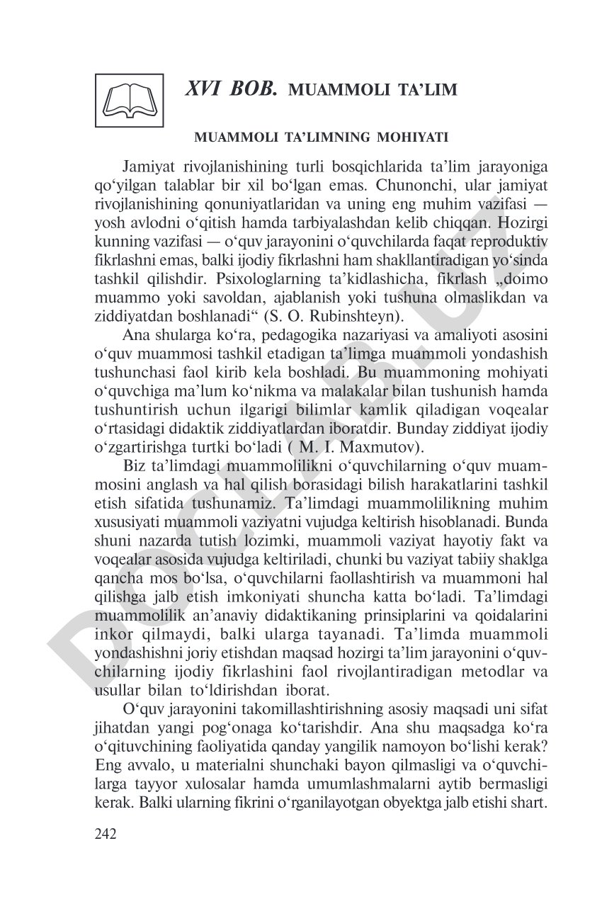 Muammoli ta'limning mohiyati
