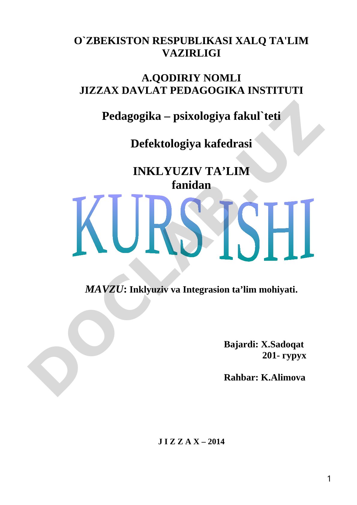 Inklyuziv va Integrasion ta’lim mohiyati