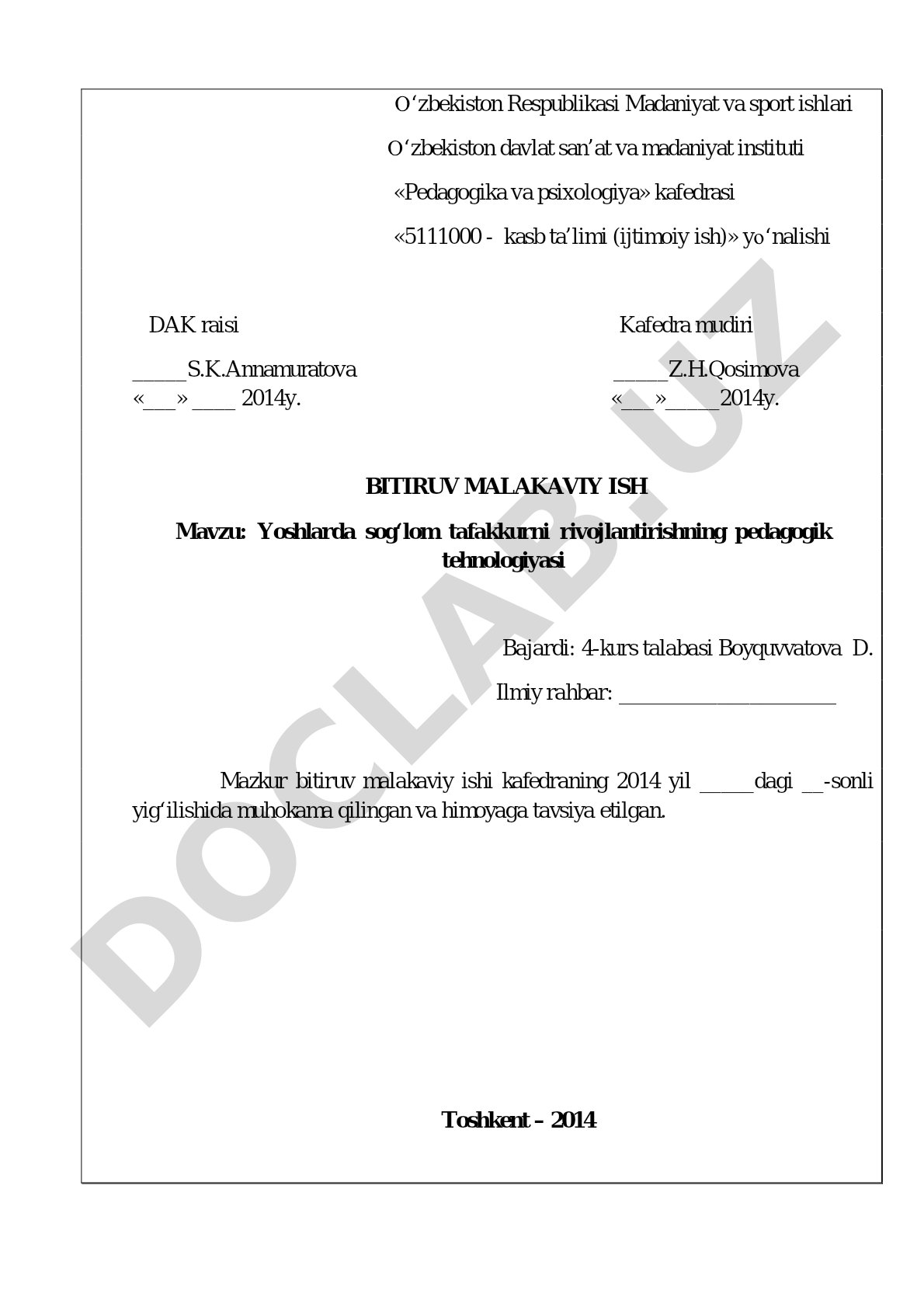 Yoshlarda sog‘lom tafakkurni rivojlantirishning pedagogik texnologiyasi