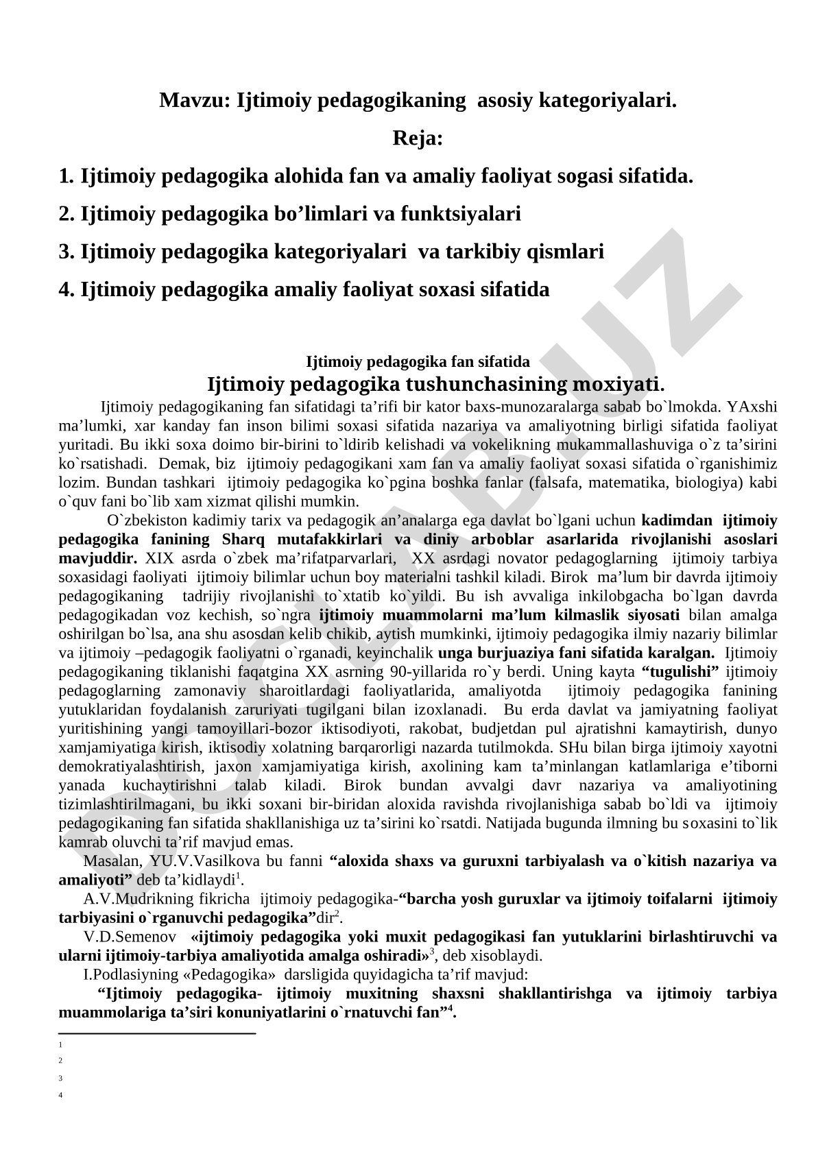 Ijtimoiy pedagogikaning asosiy kategoriyalari