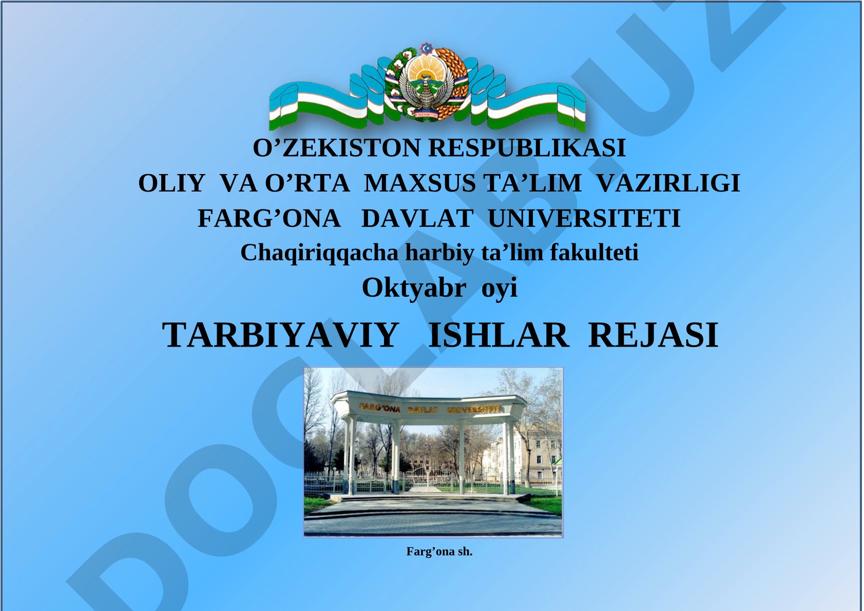 Oktyabr oyi tarbiyaviy ishlar rejasi