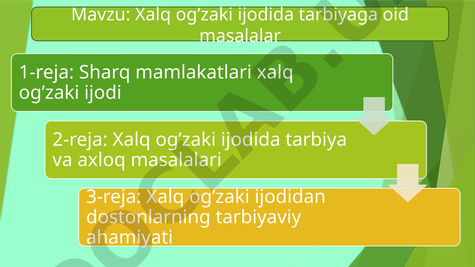 Xalq og'zaki ijodida tarbiyaga oid masalalar