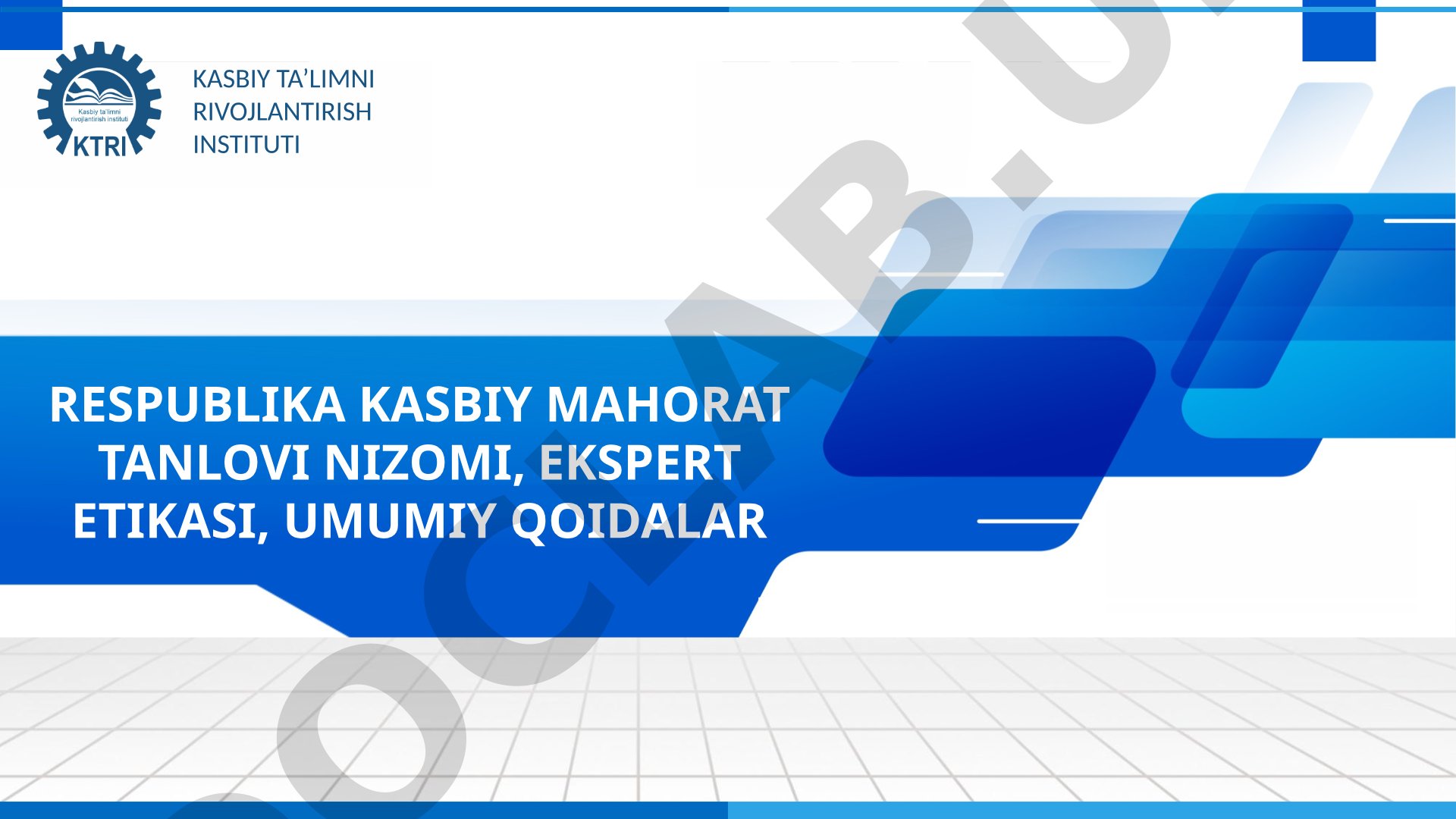 Respublika kasbiy mahorat tanlovi nizomi, umumiy qoidalar, ekspert etikasi