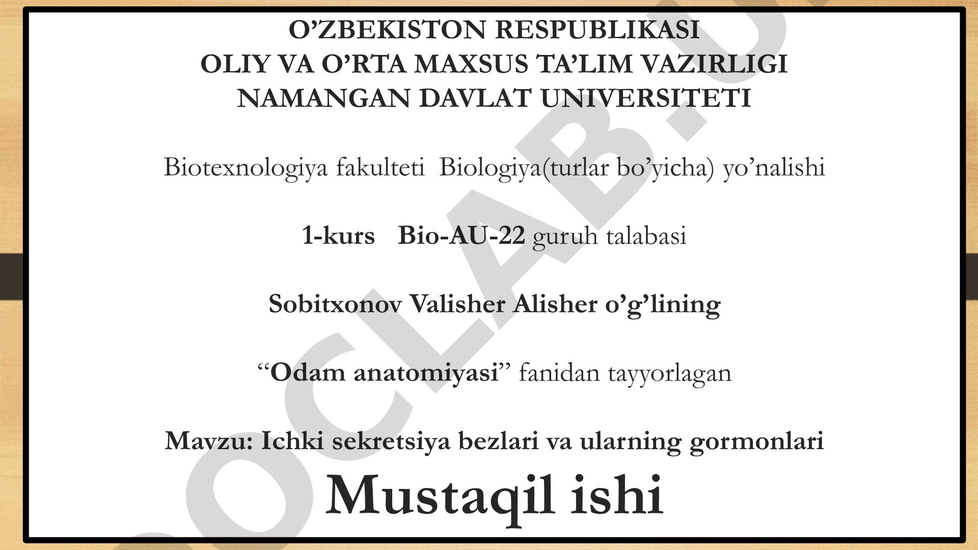 Ichki sekretsiya bezlari va ularning gormonlari