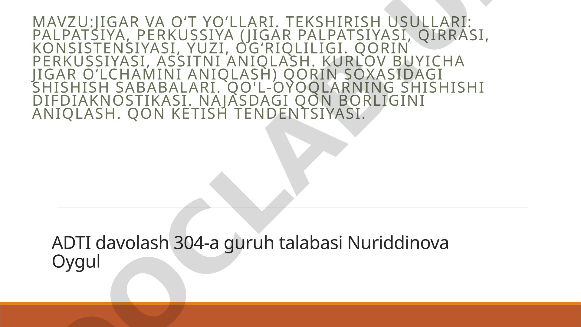 Jigar va o't yo'llarini tekshirish usullari