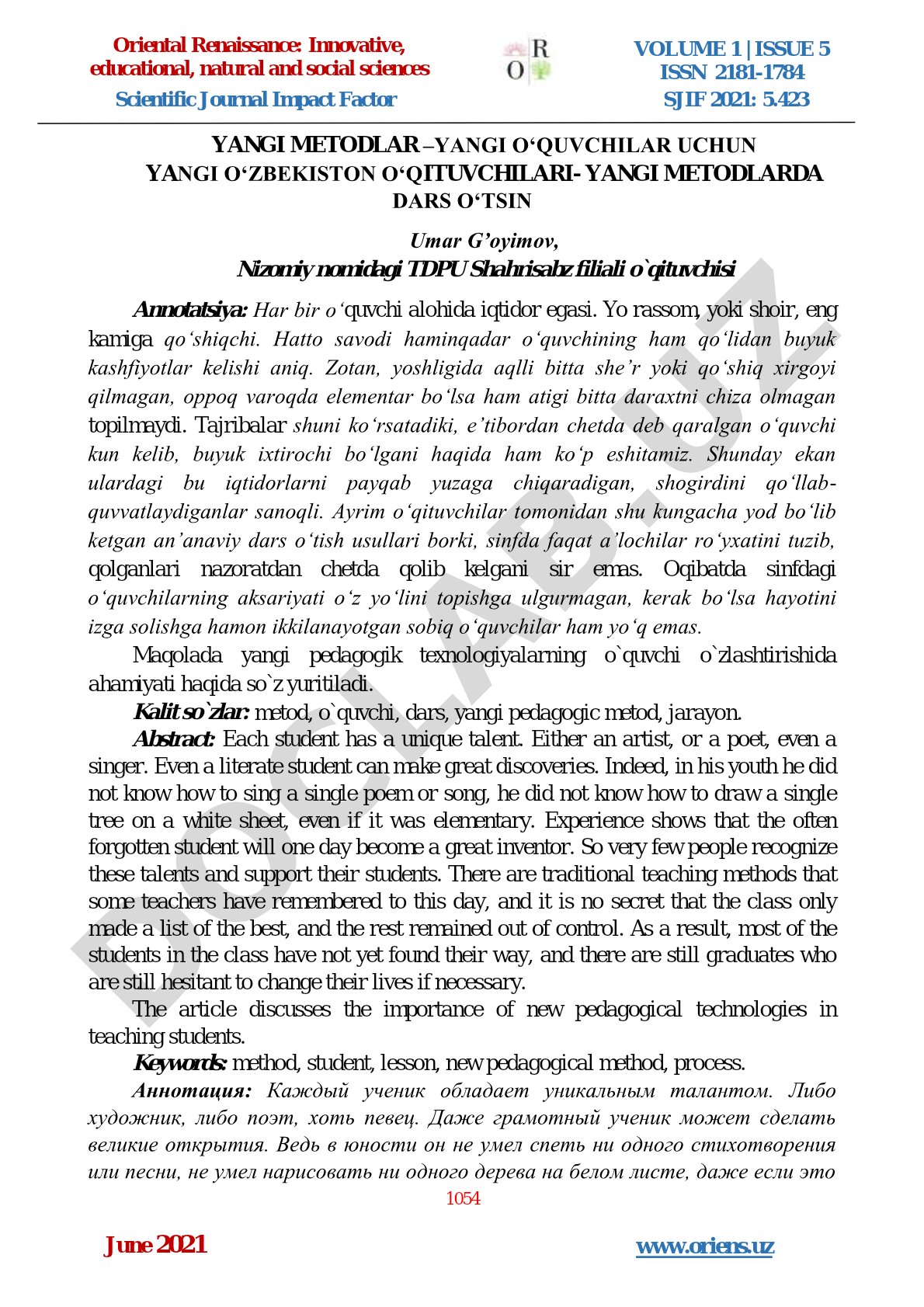 Yangi metodlar – yangi o'quvchilar uchun yangi O'zbekiston o'qituvchilari – yangi metodlarda dars o'tsin
