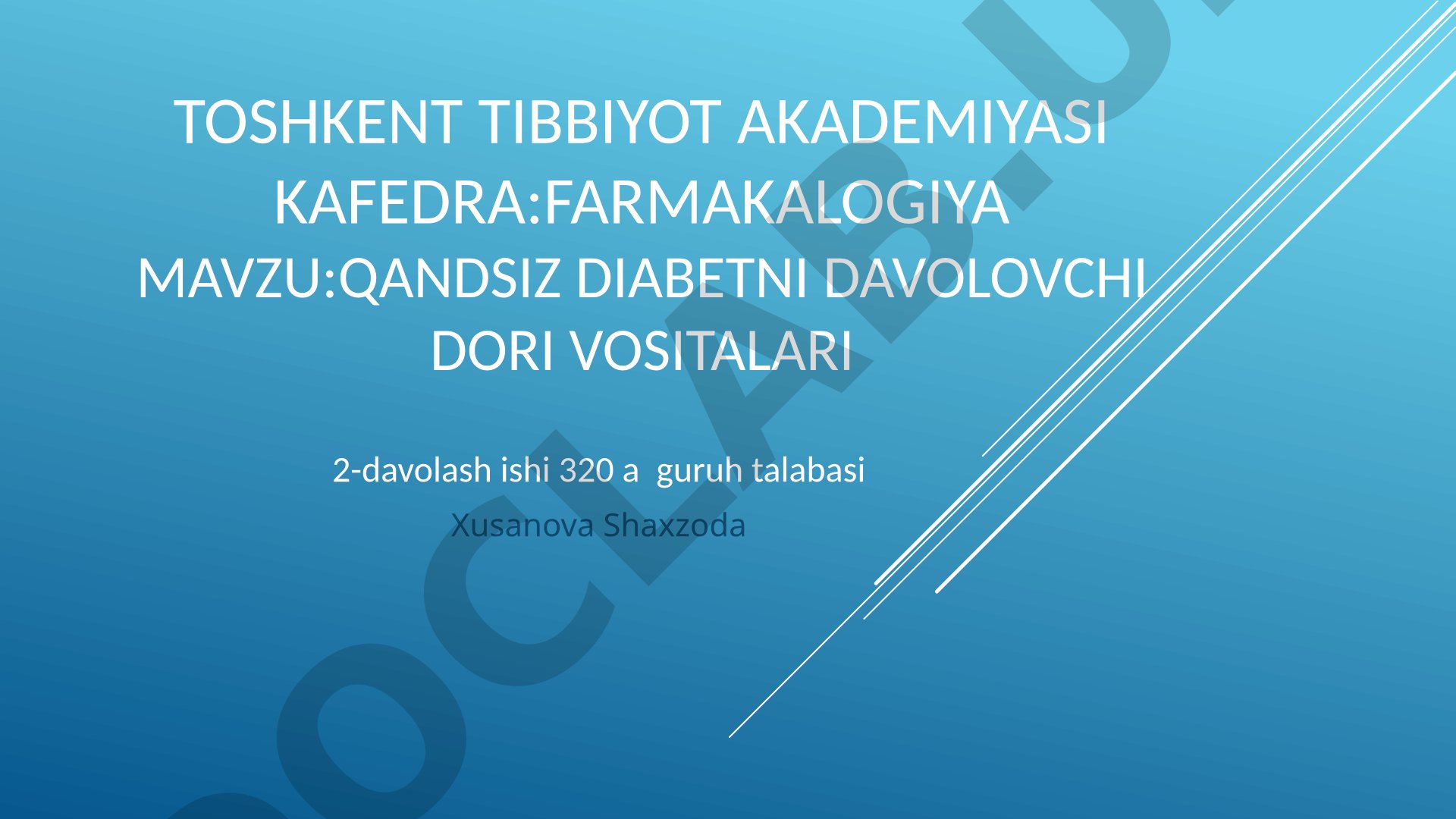 Qandsiz diabetni davolovchi dori vositalari