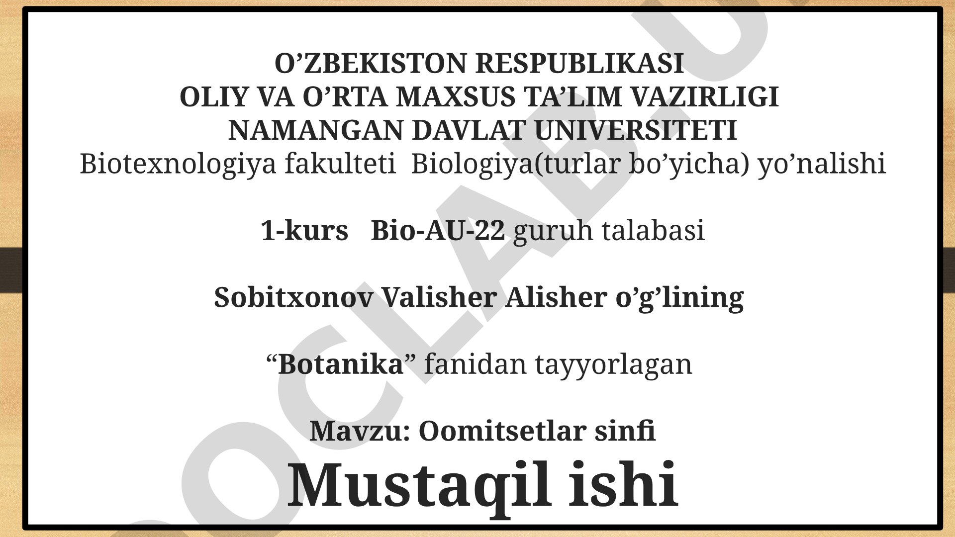 Oomitsetlar sinfi