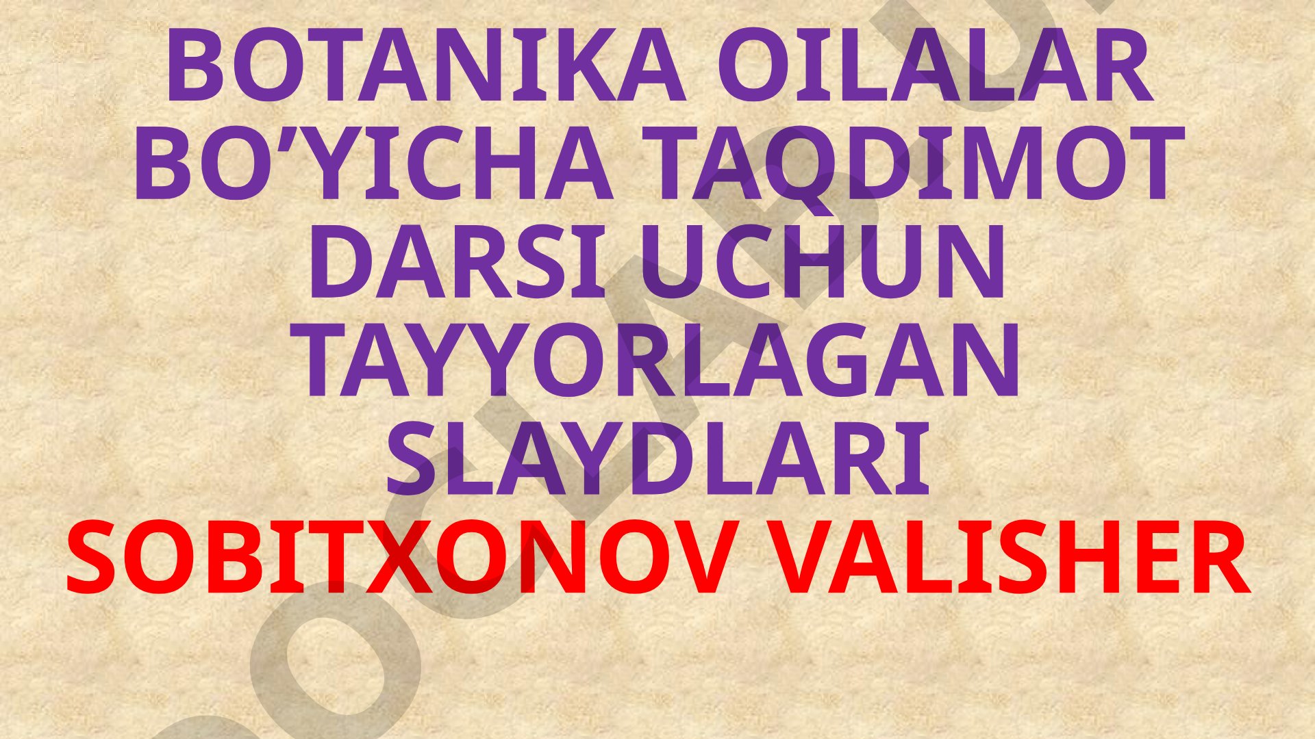 Sho'radoshlar, Chinniguldoshlar va Gultojixo'rojlar oilalari