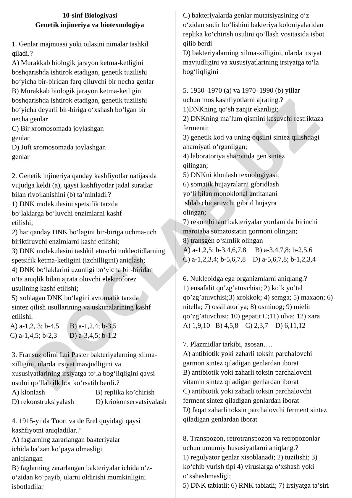 Genetik injineriya va biotexnologiya