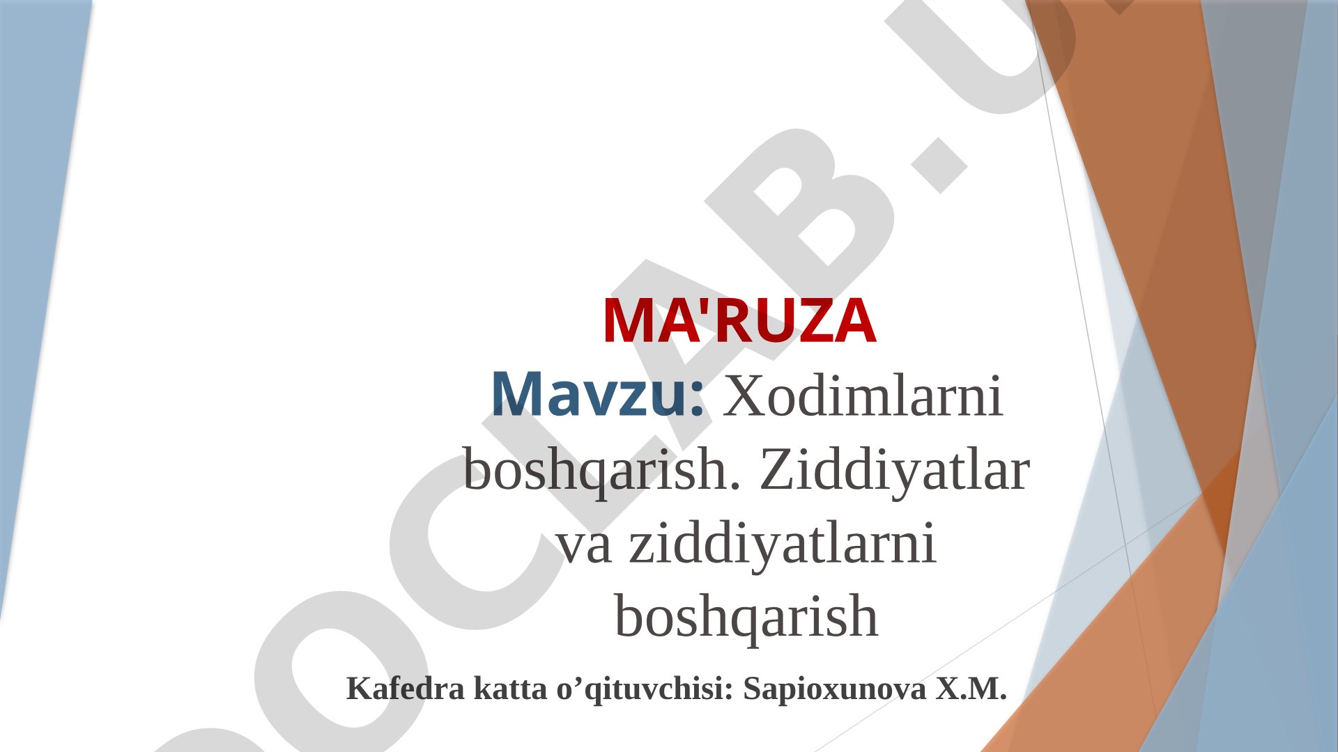 Xodimlarni boshqarish. Ziddiyatlar va ziddiyatlarni boshqarish