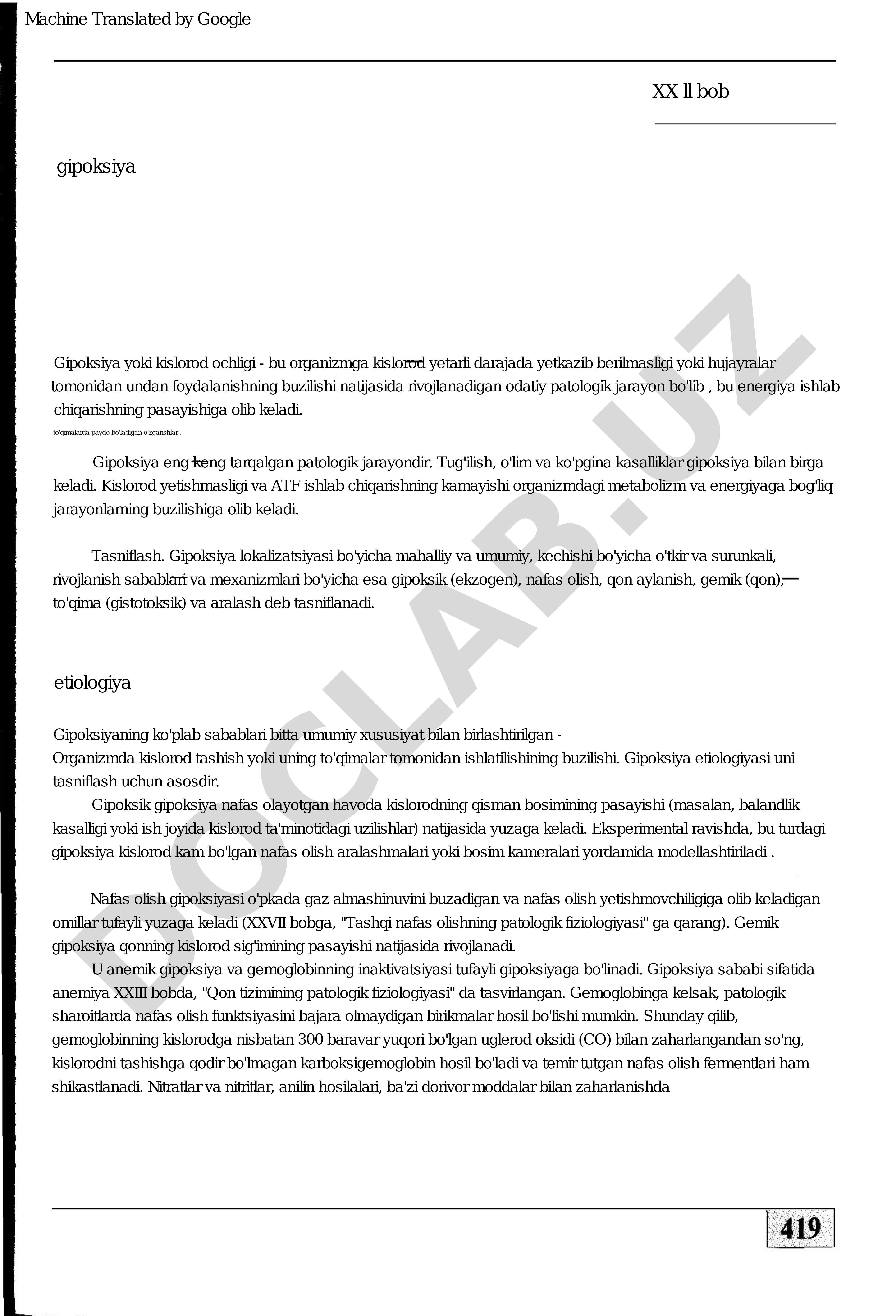 Gipoksiya: etiologiyasi va turlari