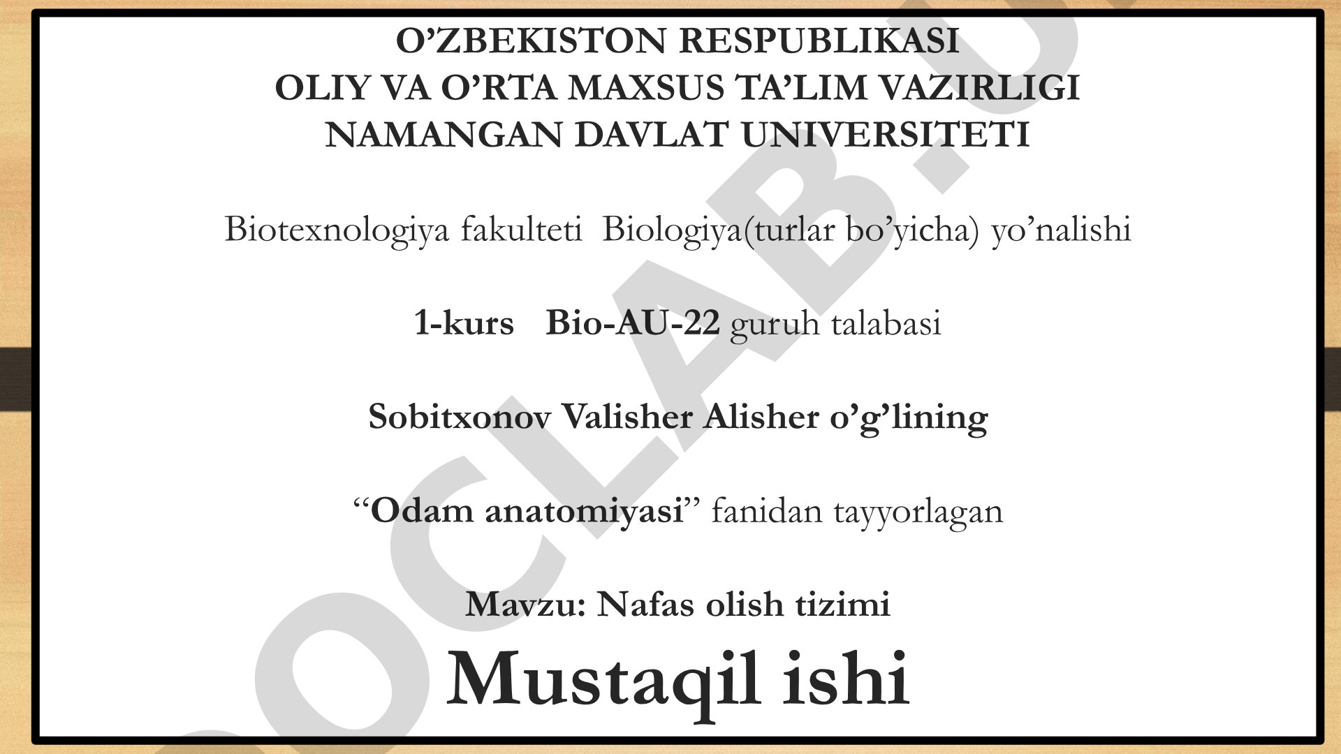 Nafas olish tizimi