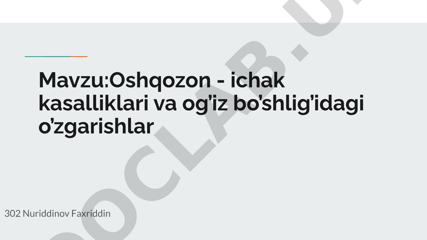 Oshqozon - ichak kasalliklari va og'iz bo'shlig'idagi o'zgarishlar