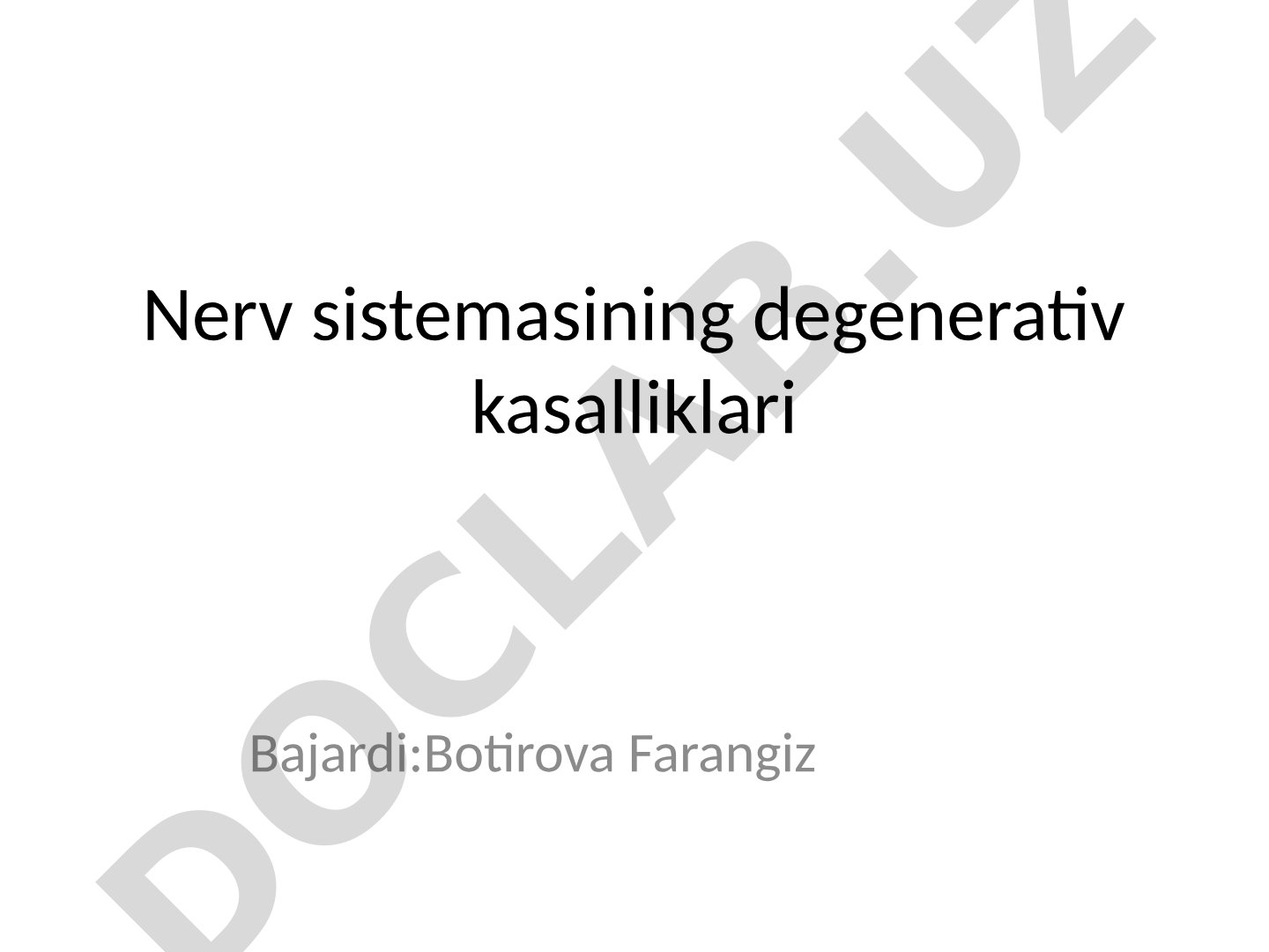 Nerv sistemasining degenerativ kasalliklari