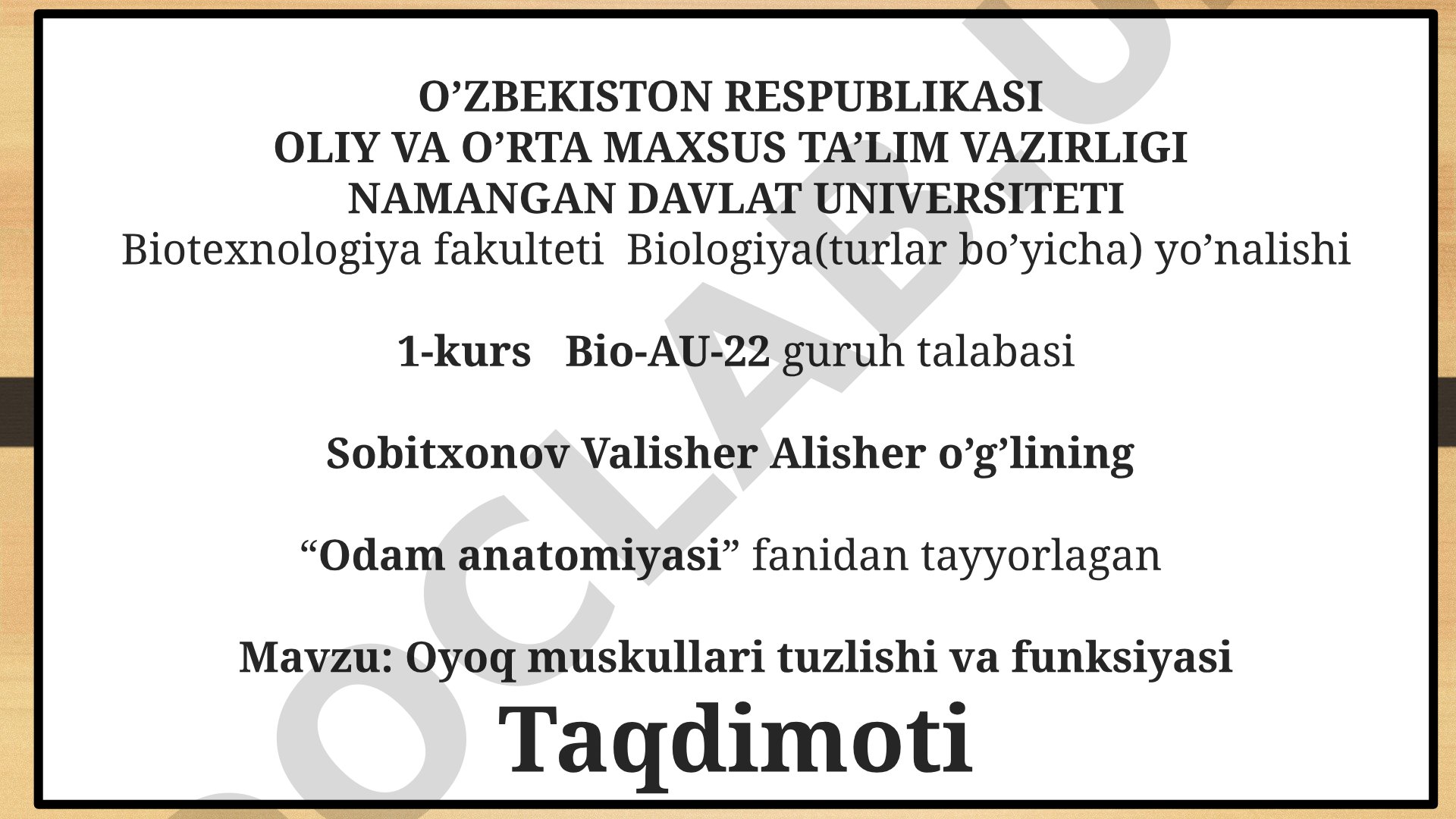 Oyoq muskullari tuzlishi va funksiyasi