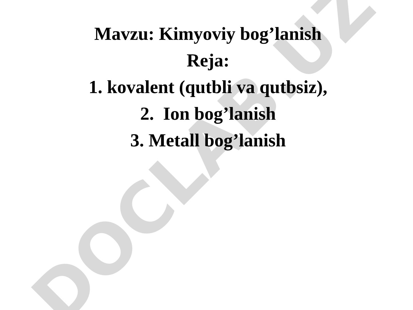 Kimyoviy bog’lanish
