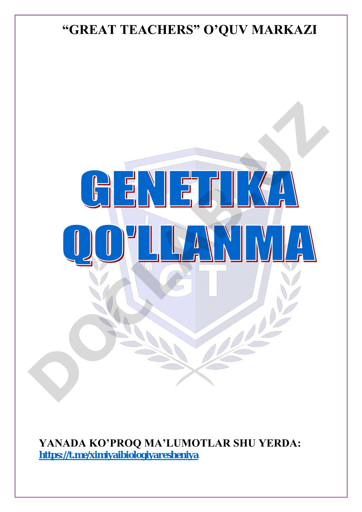 Genetika: irsiyat va o'zgaruvchanlik asoslari