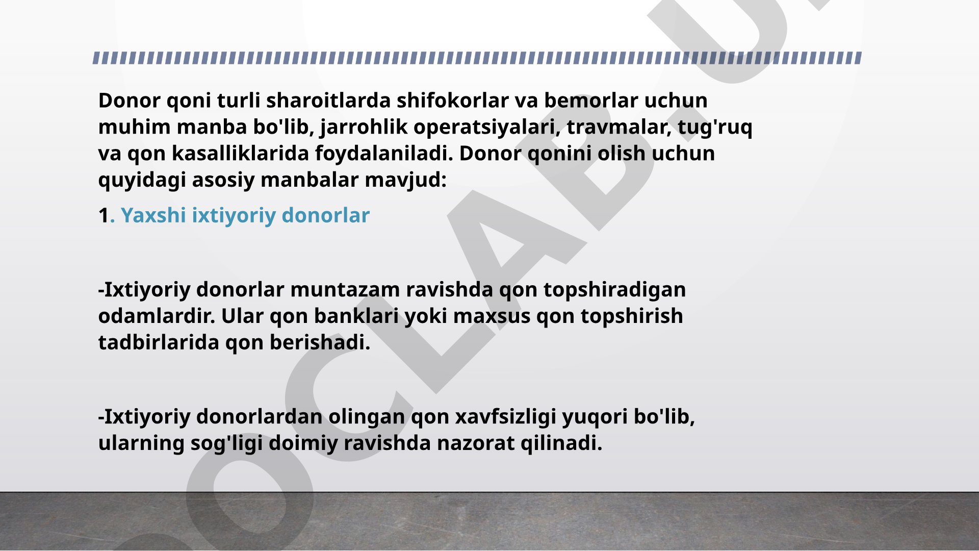 Donor qonini olishning asosiy manbalari