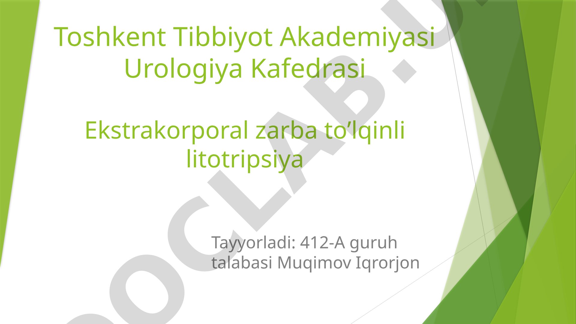 Ekstrakorporal zarba to'lqinli litotripsiya