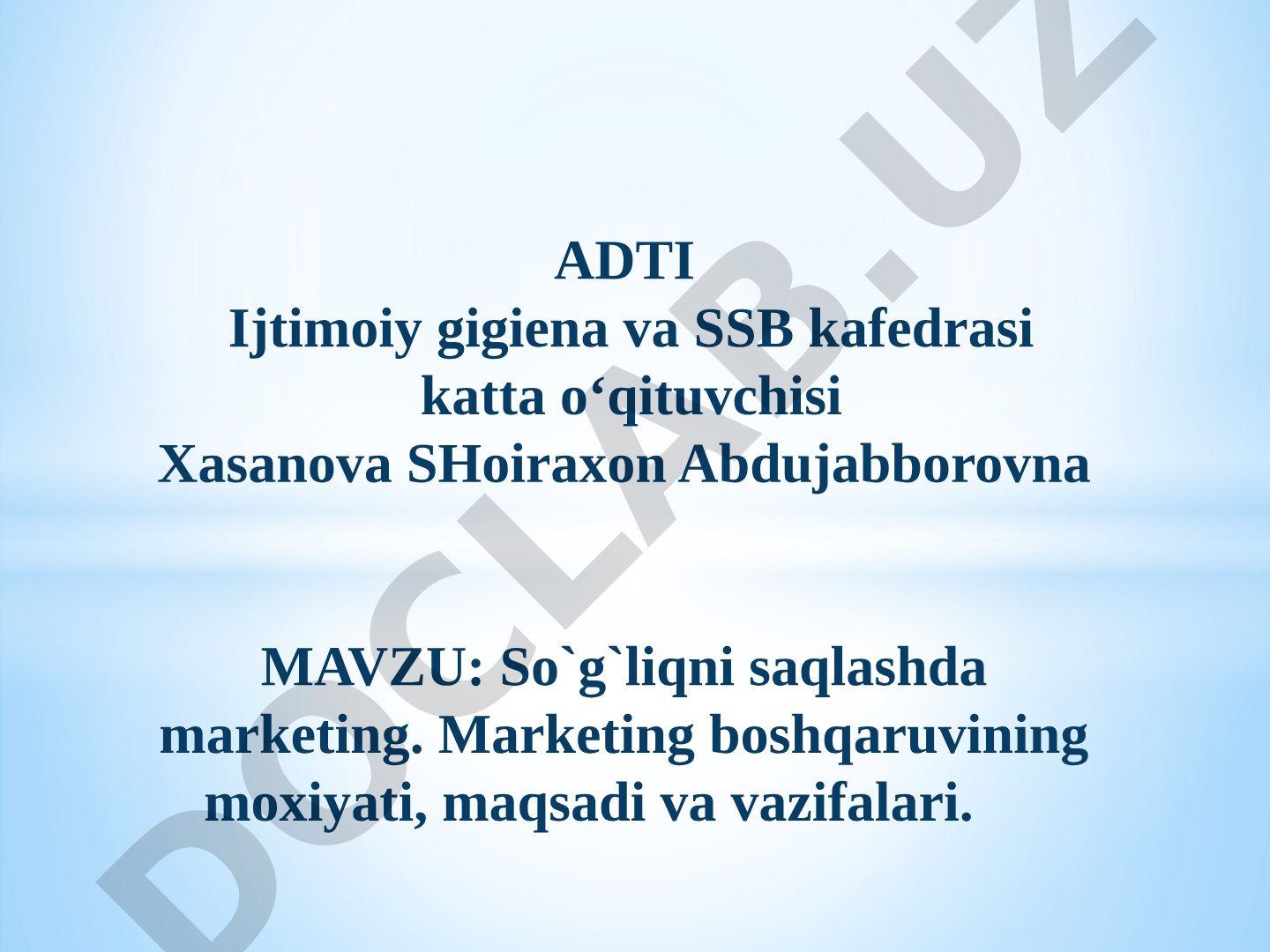 So`g`liqni saqlashda marketing. Marketing boshqaruvining moxiyati, maqsadi va vazifalari