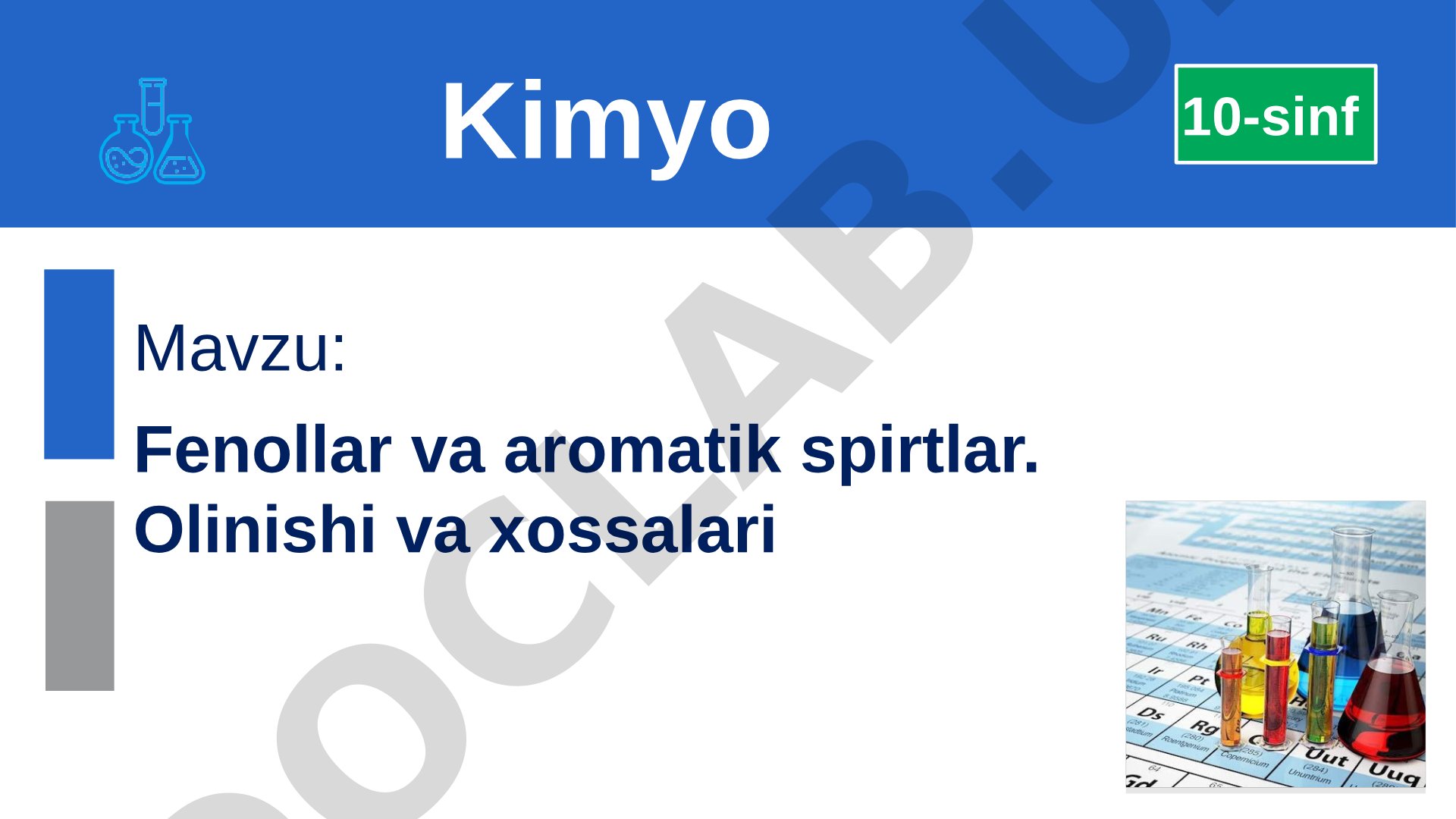 Fenollar va aromatik spirtlar. Olinishi va xossalari 10-sinf Kimyo