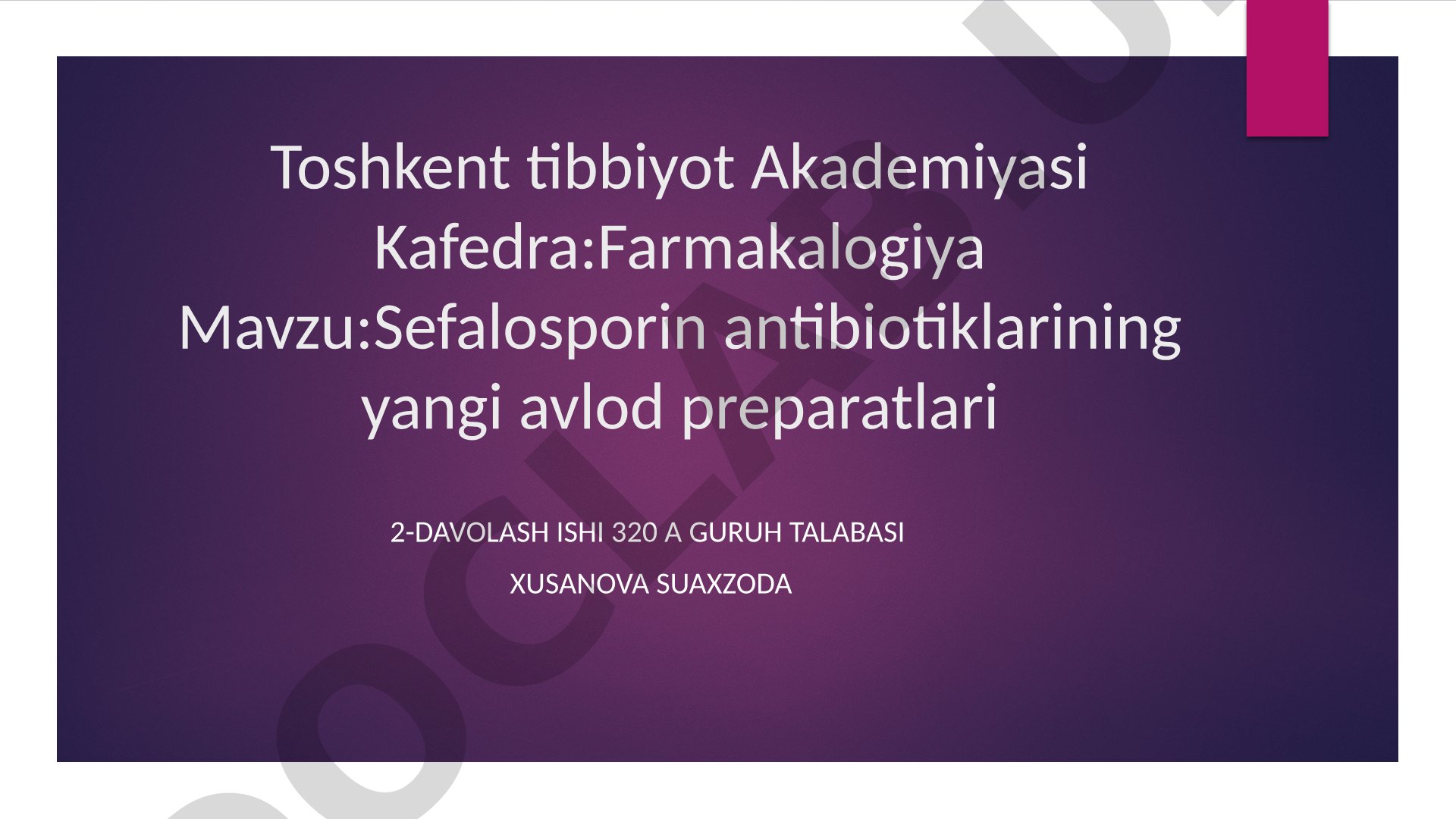 Sefalosporin antibiotiklarining yangi avlod preparatlari